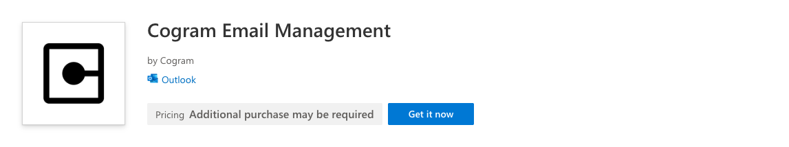 Cogram Email Management listing on Microsoft Marketplace with the Get it now button